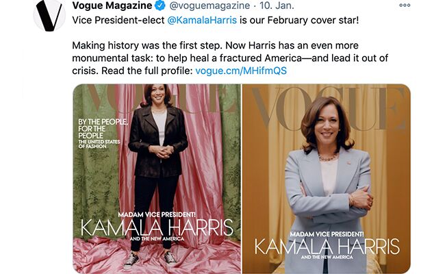 Für das neue Cover mit Kamala Harris wird die Vodue stark kritisiert
